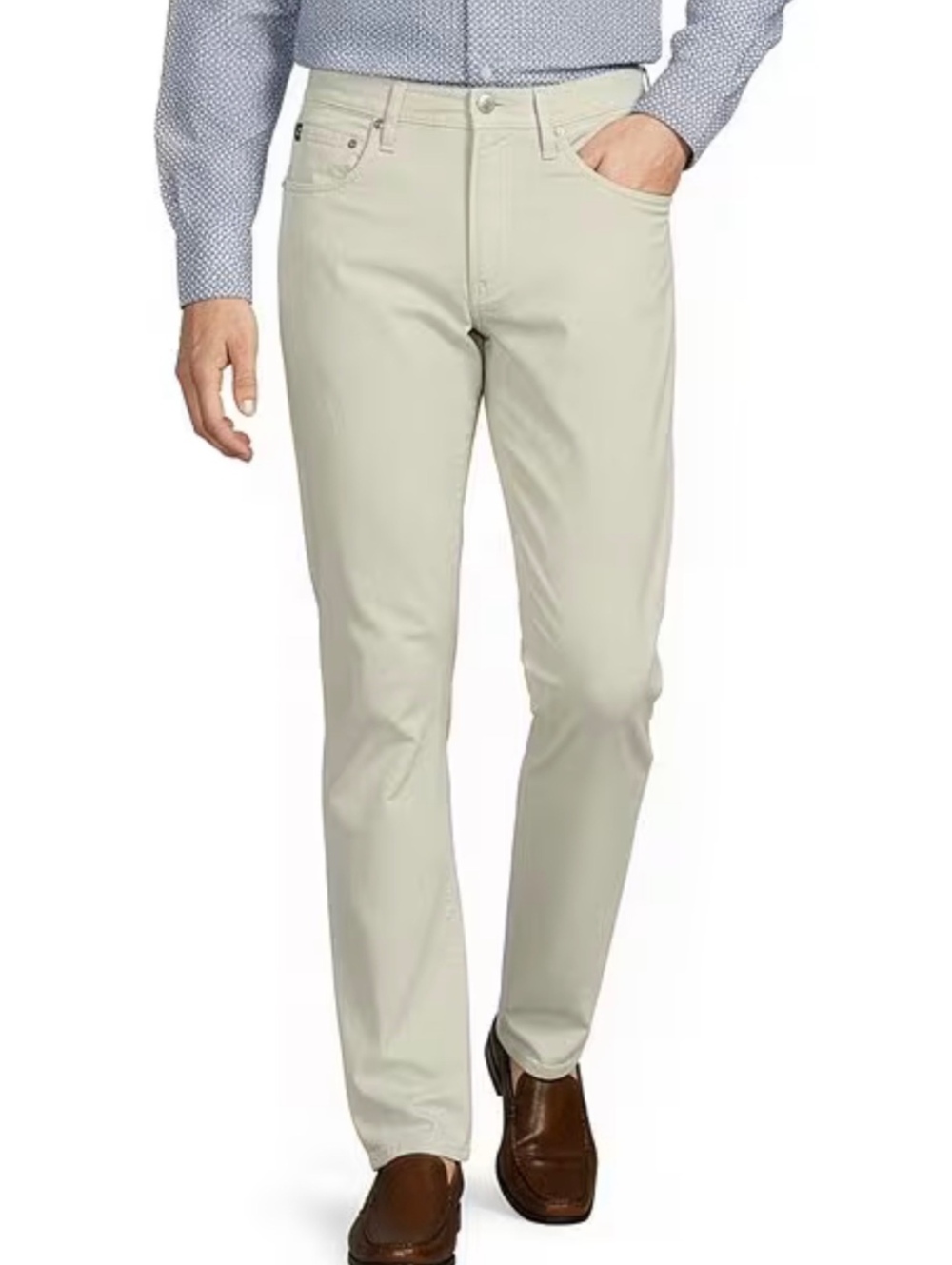 Cremieux Delave Blue Label CMX Tailored Fit Sateen Stretch Pants Cream 33x31 EUC